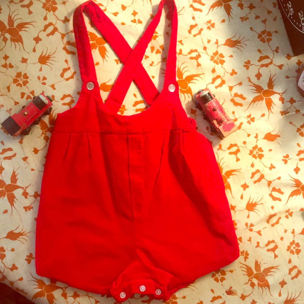 Vintage red overalls super cute